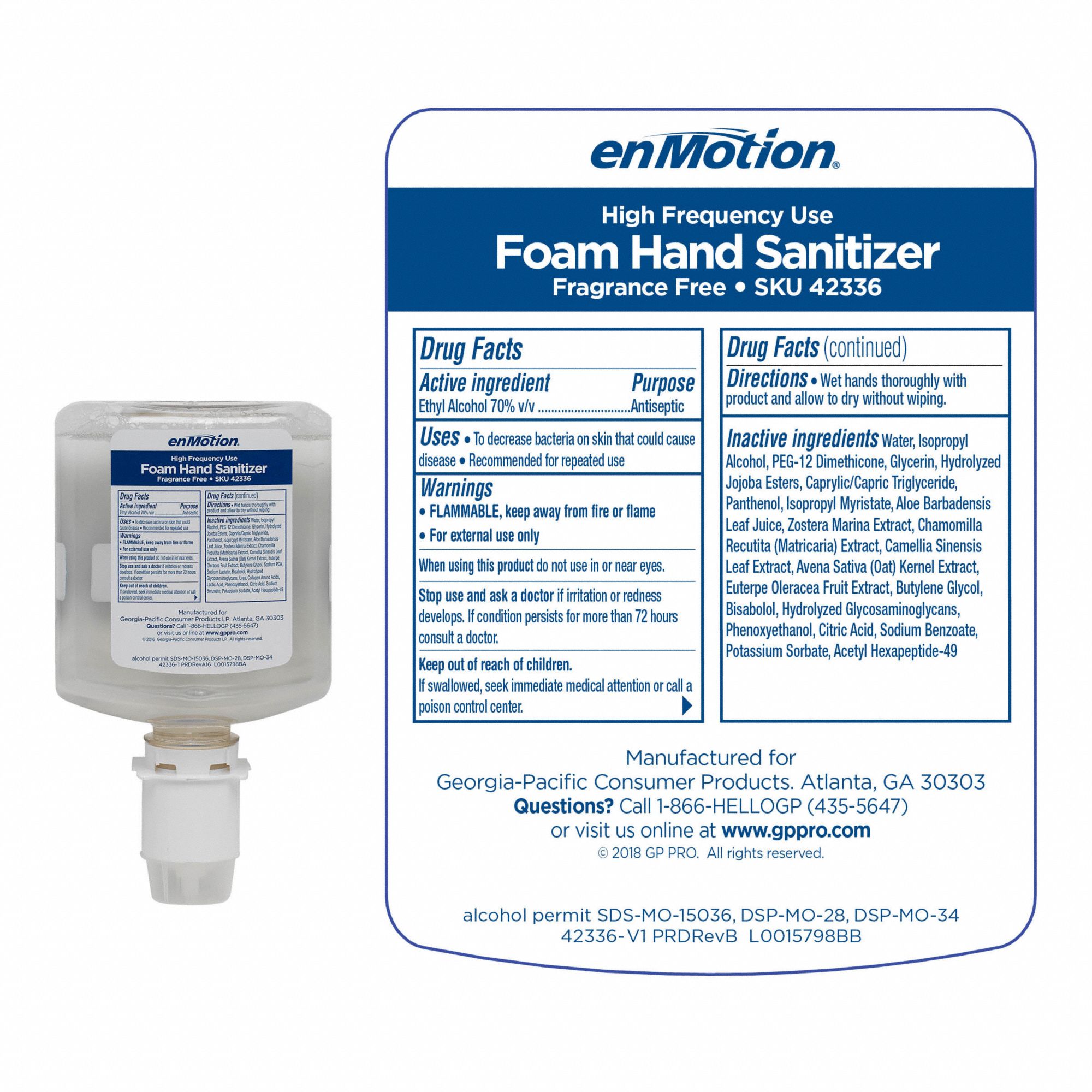 Hand Sanitizer, 1,000 mL, Cartridge, Foam, enMotion(R